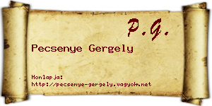 Pecsenye Gergely névjegykártya